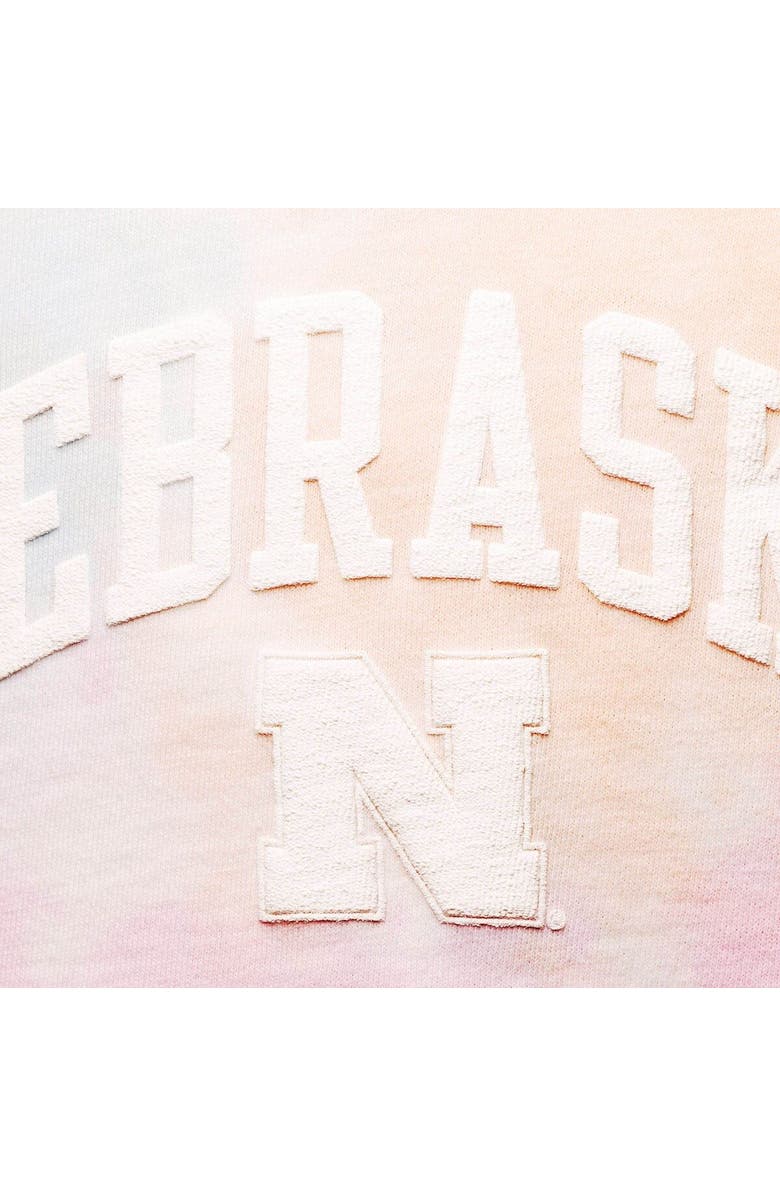 LEAGUE COLLEGIATE WEAR Women's League Collegiate Wear Pink/White Nebraska Huskers Tie-Dye Cropped Pullover Hoodie, Alternate, color, Pink