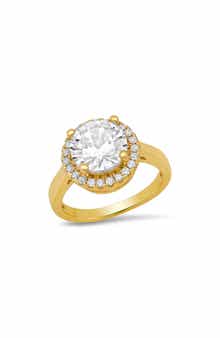 18k Gold Plated Cubic Zirconia Halo Ring