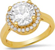 STEELTIME 18k Gold Plated Cubic Zirconia Halo Ring