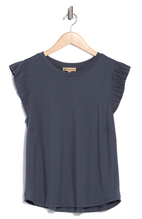 Democracy Mix Media Plissé Sleeve T-shirt In Black