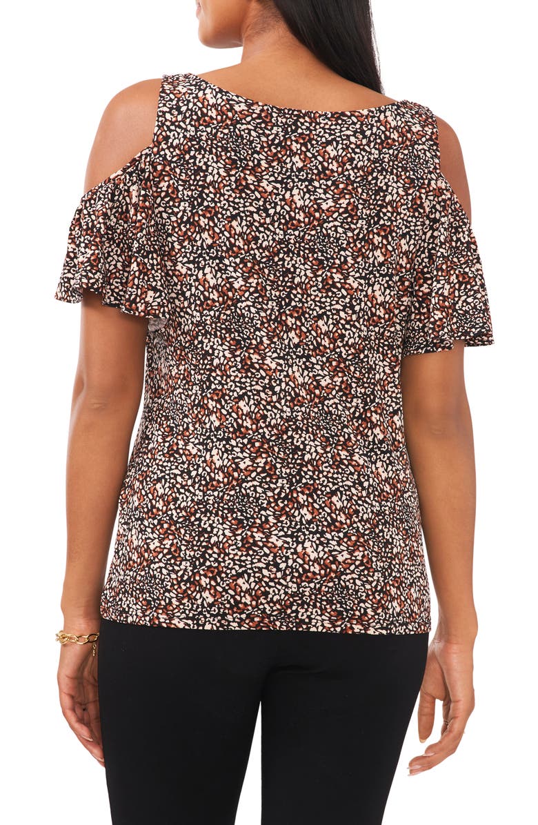 Chaus Print Cold Shoulder Flutter Sleeve Knit Blouse, Alternate, color, 