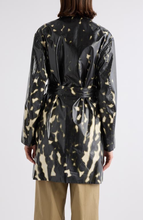 Dries Van Noten Belted Printed Coated Cotton-canvas Trench Coat In Black