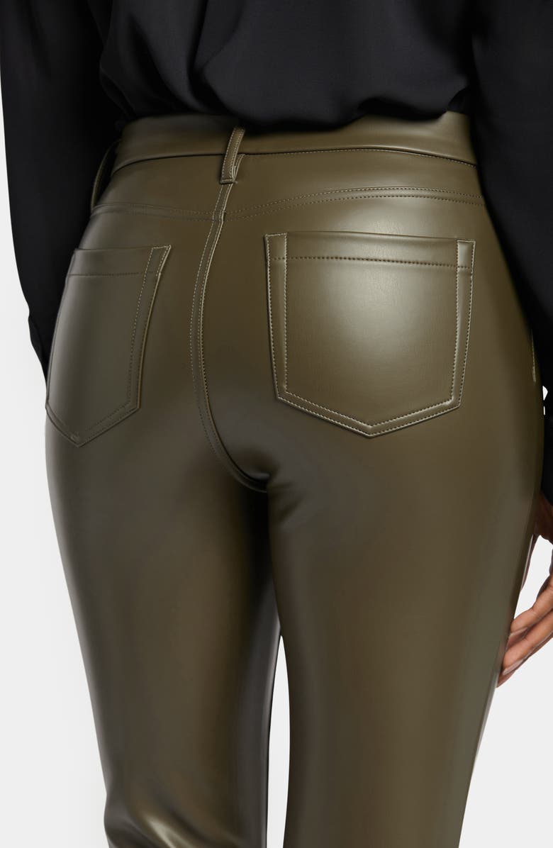 NYDJ Marilyn Faux Leather Straight Leg Pants, Alternate, color, Ripe Olive