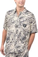 Margaritaville Men's Margaritaville Tan Las Vegas Raiders Sand Washed Monstera Print Party Button-Up Shirt