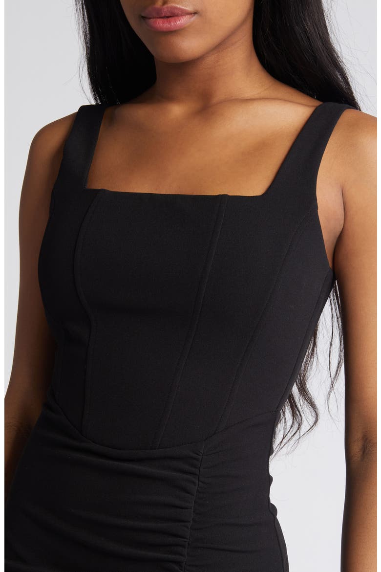 Corset Sleeveless Ruched Gown, Alternate, color, BLACK