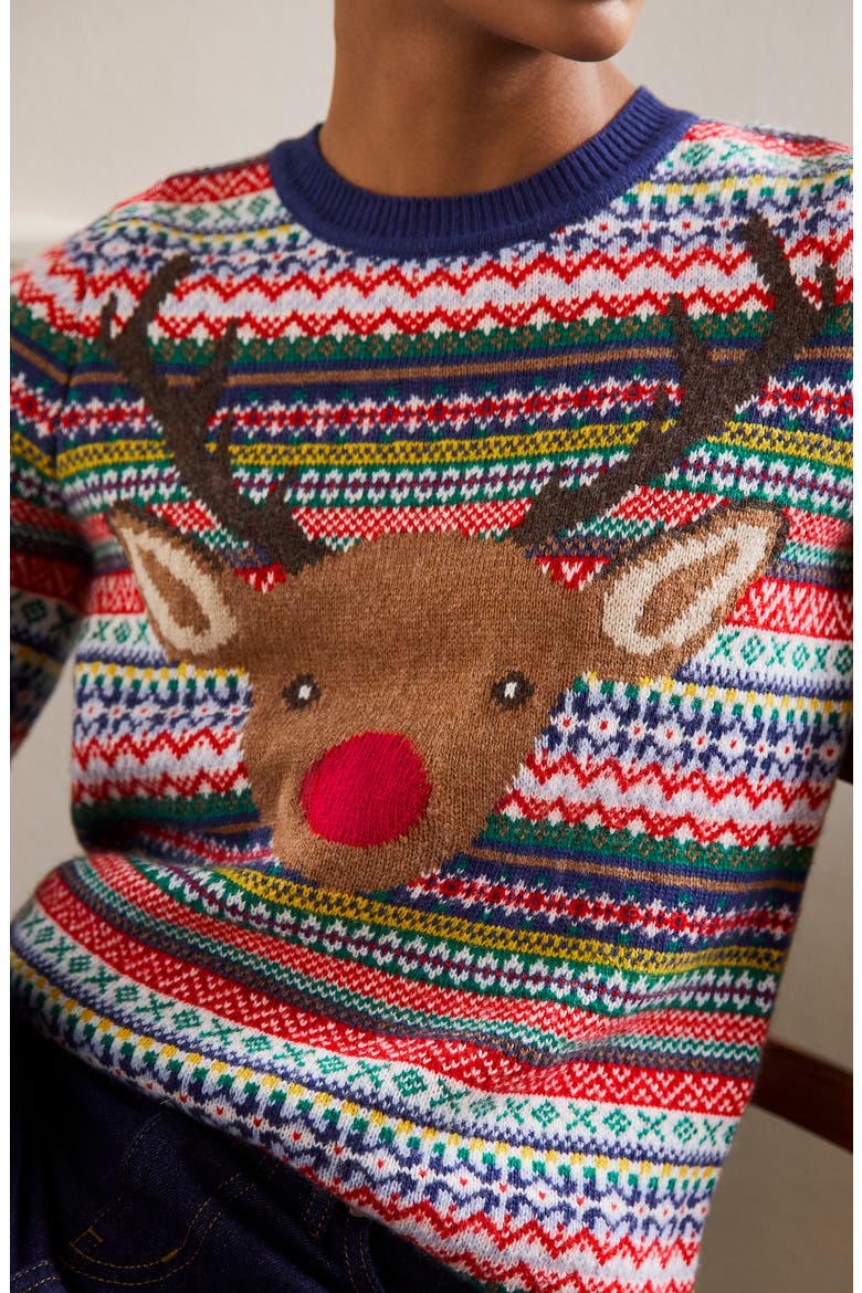 Christmas Sweater, Alternate, color, MULTI NAVY RUDOLPH