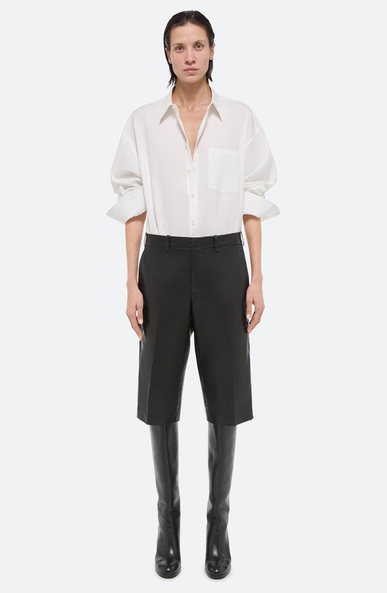 Helmut Lang Leather Zip Hem Trouser Shorts, Alternate, color,