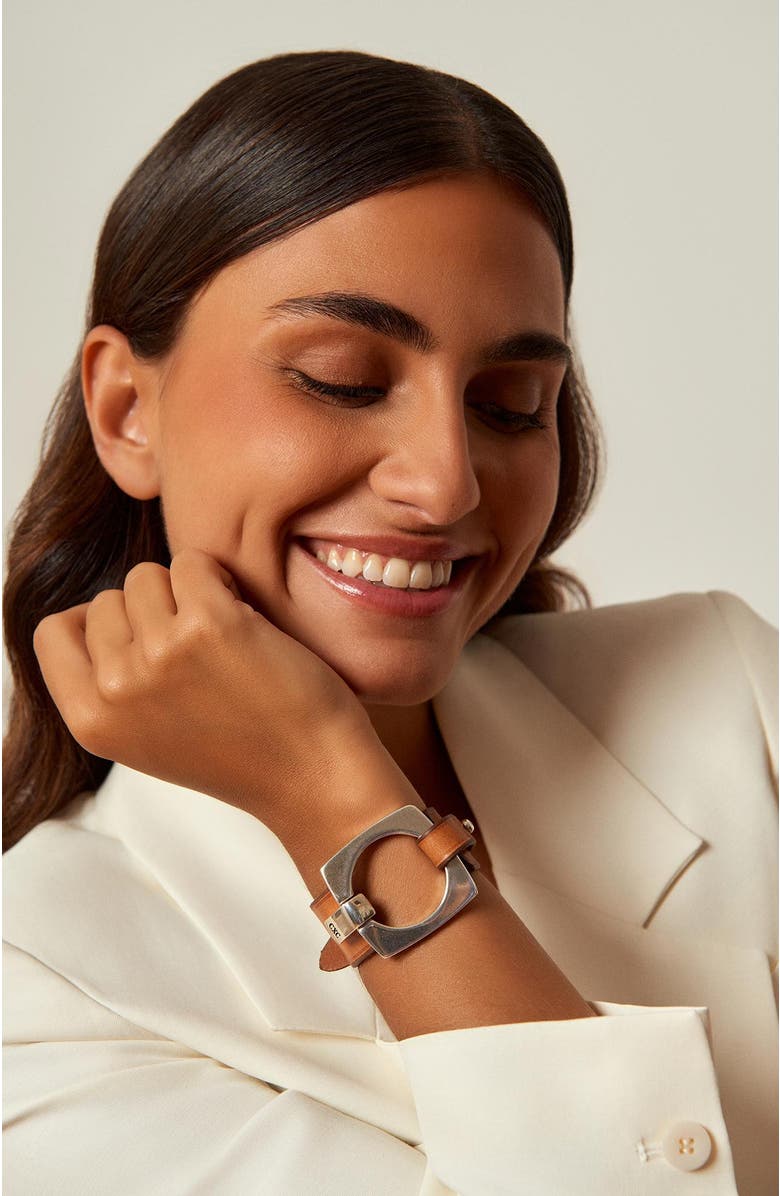 CXC Aldaba Leather Bracelet, Alternate, color, Silver