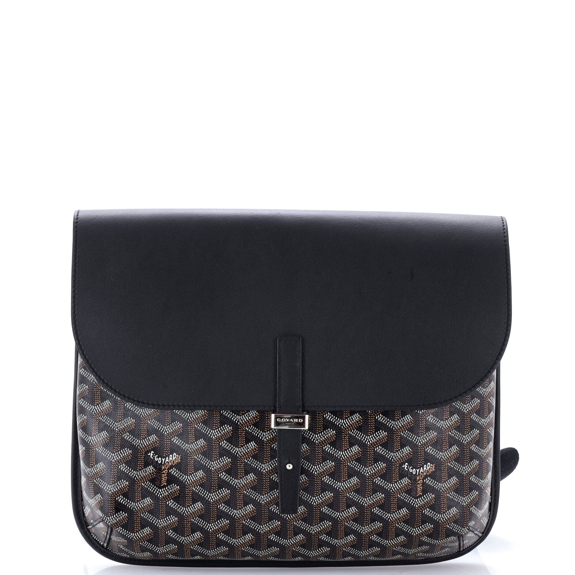 Coursier Messenger Bag Coated Canvas and Leather, Main, color, Black