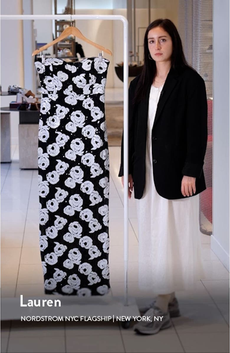 Floral Sequin Strapless Gown, sales video thumbnail