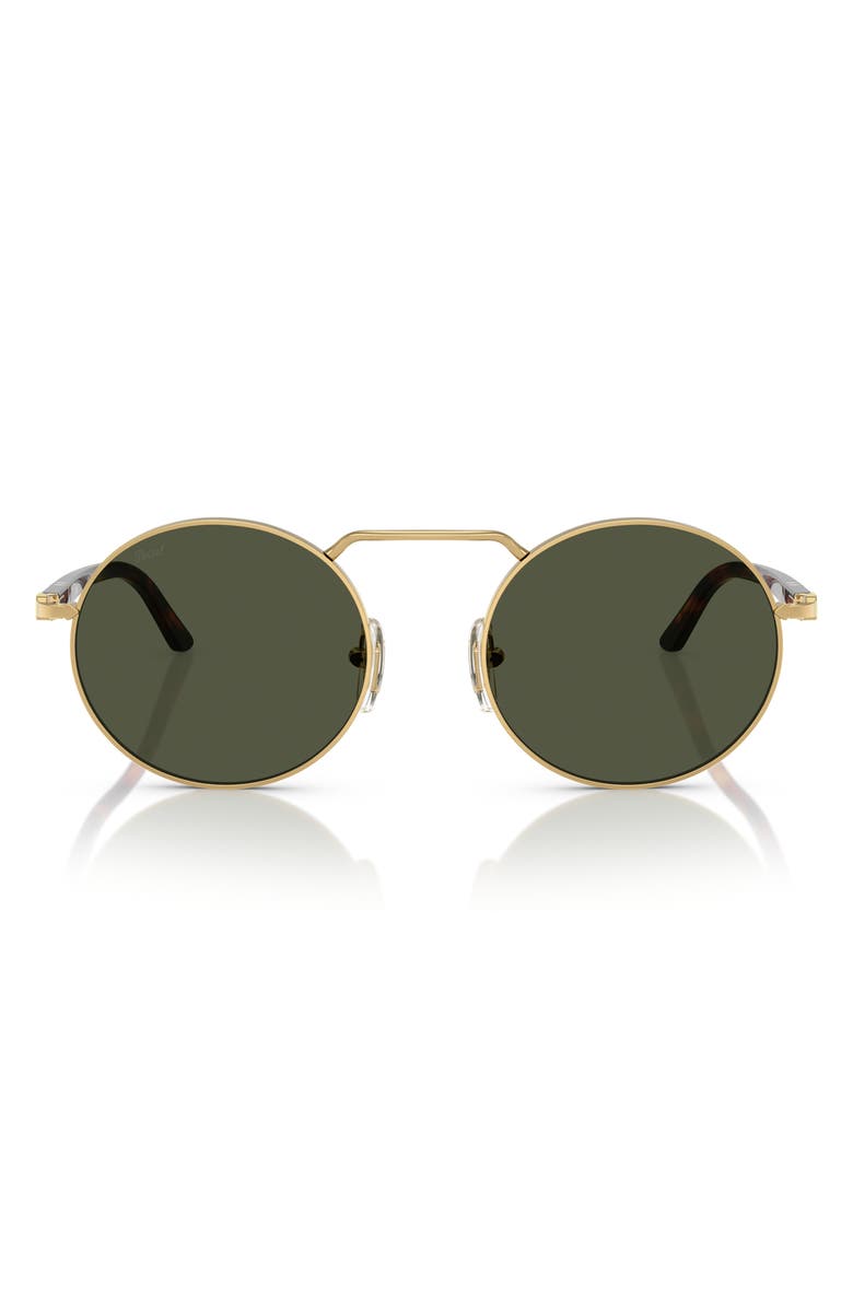 Persol 53mm Polarized Round Sunglasses, Main, color, Green