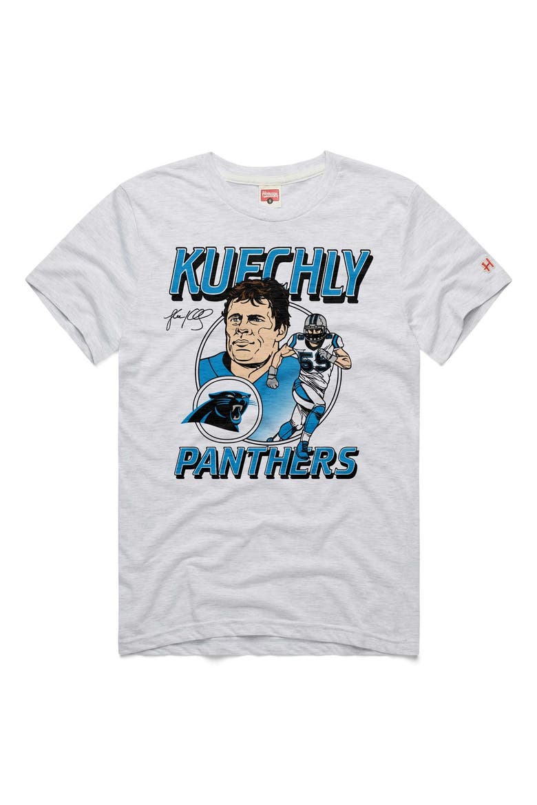 Unisex Homage Luke Kuechly Ash Carolina Panthers Classic Illustration Tri-Blend T-Shirt, Main, color, Ash