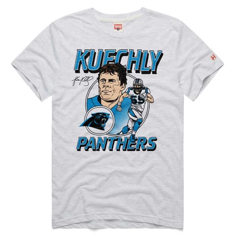 Unisex Homage Luke Kuechly Ash Carolina Panthers Classic Illustration Tri-Blend T-Shirt