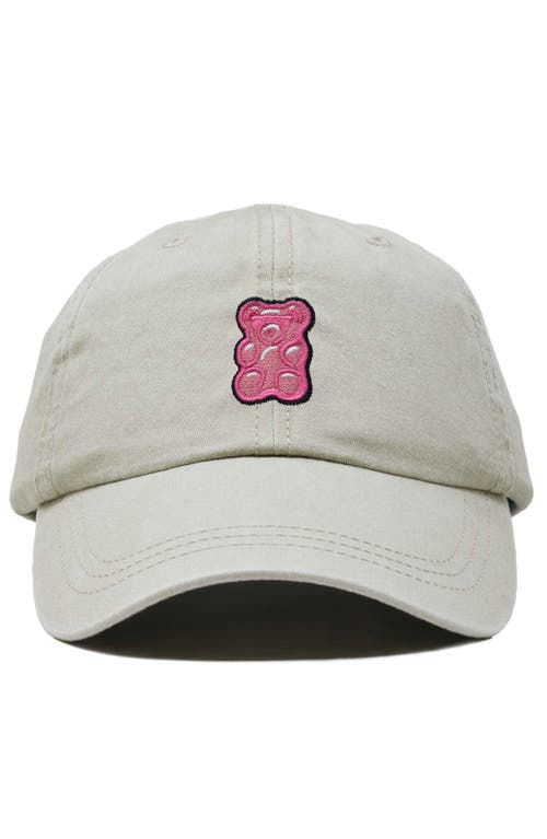 Dalix Pink Gummy Embroidered Casual Cap In Washed Stone White