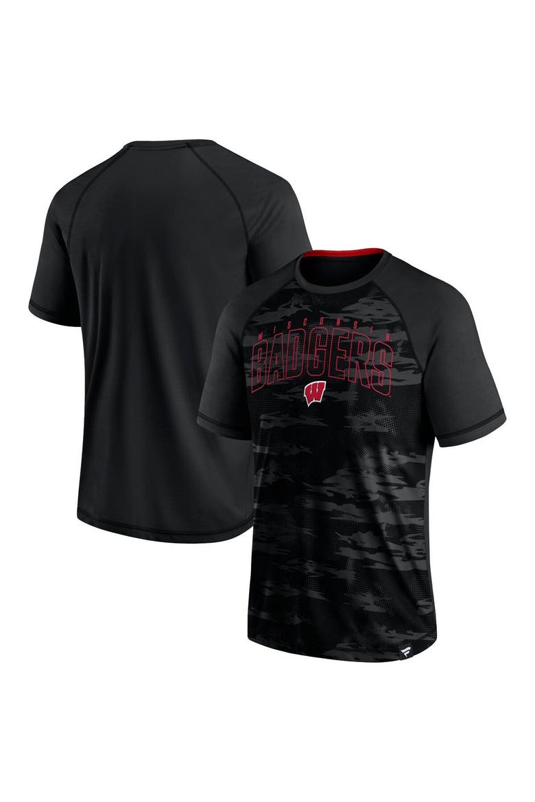 Men's Fanatics Branded Black Wisconsin Badgers Arch Outline Raglan T-Shirt, Main, color, Black