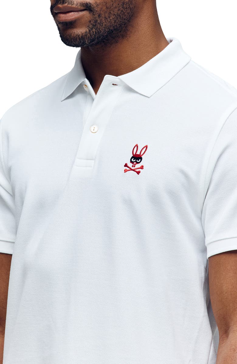 Psycho Bunny Mischief Classic Fit Piqué Polo, Alternate, color, White