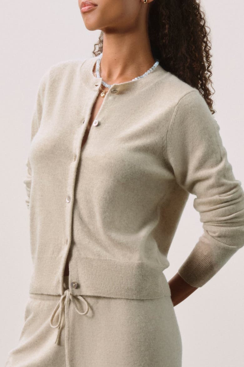 JAYLA BUTTON-UP CASHMERE CARDIGAN, Alternate, color, Flax