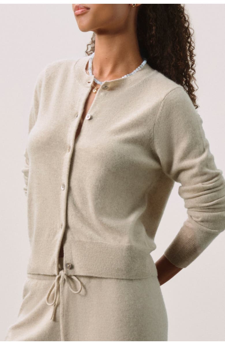 NAKED CASHMERE Long Sleeve Button Front Cardigan, Alternate, color, Flax