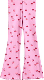 NEXT Kids' Cherry Print Rib Flare Leggings