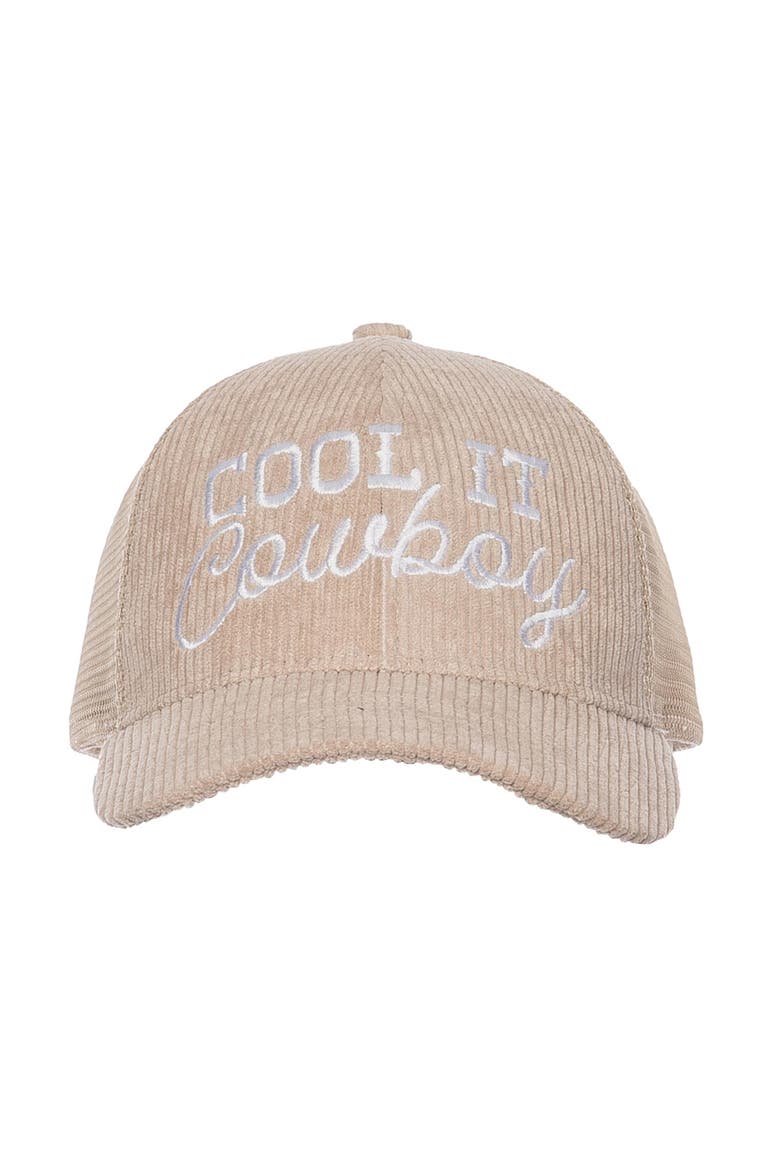 Cool It Cowboy Corduroy Trucker Hat Cotton Brown, Main, color, Brown