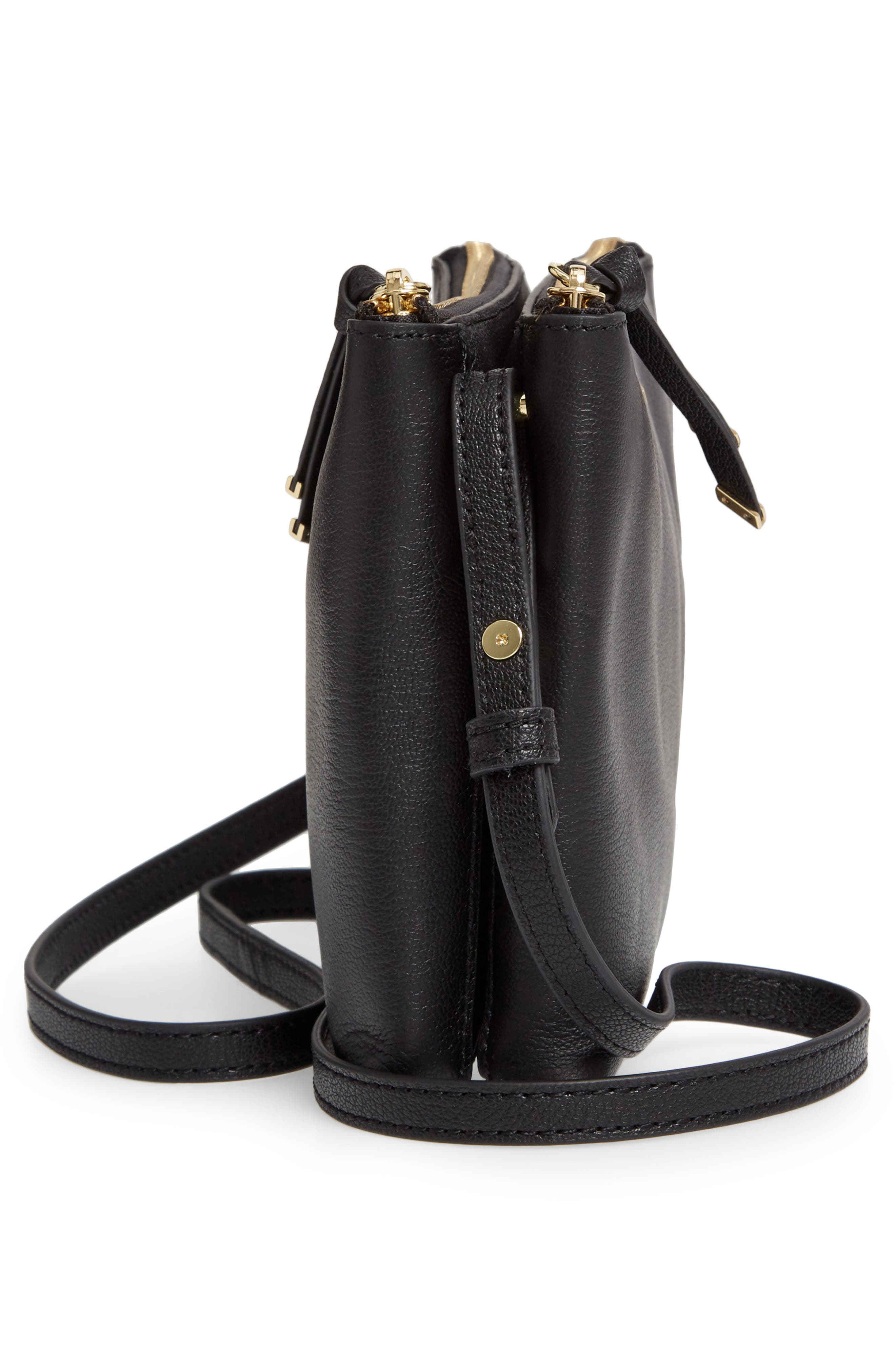 Ted Baker London Daniibar Double Zip Leather Crossbody Bag, Alternate, color, 