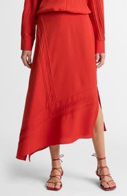 Vince Pintuck Asymmetric Maxi Slip Skirt