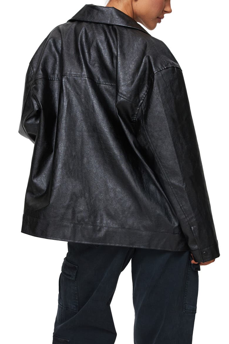 Callie Oversize Faux Leather Jacket, Alternate, color, BLACK