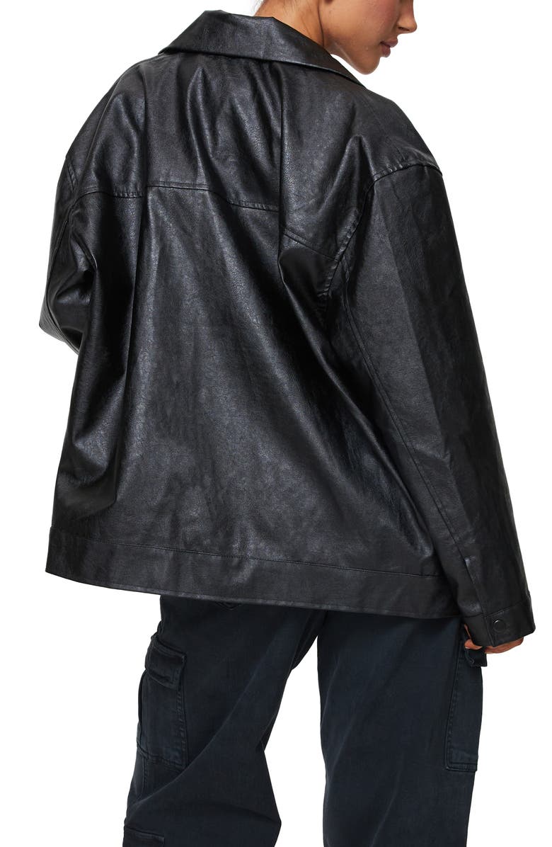 Princess Polly Callie Oversize Faux Leather Jacket, Alternate, color, Black