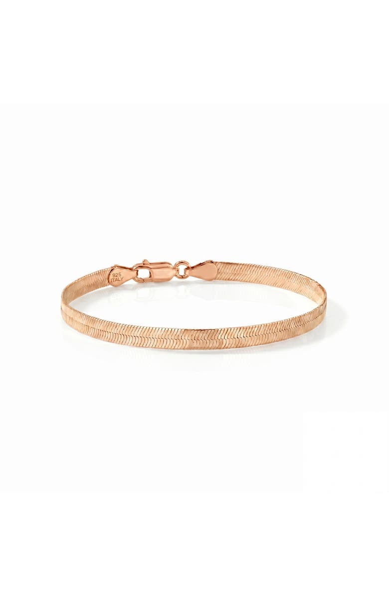 Spero London Italian Herringbone Sterling Chain Bracelet, Main, color, Rose Gold