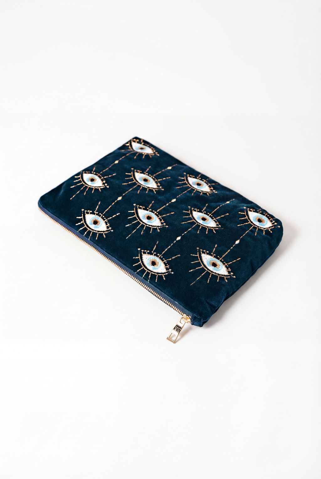 Elizabeth Scarlett Mystical Eye Velvet Everyday Pouch, Alternate, color, Ink Blue
