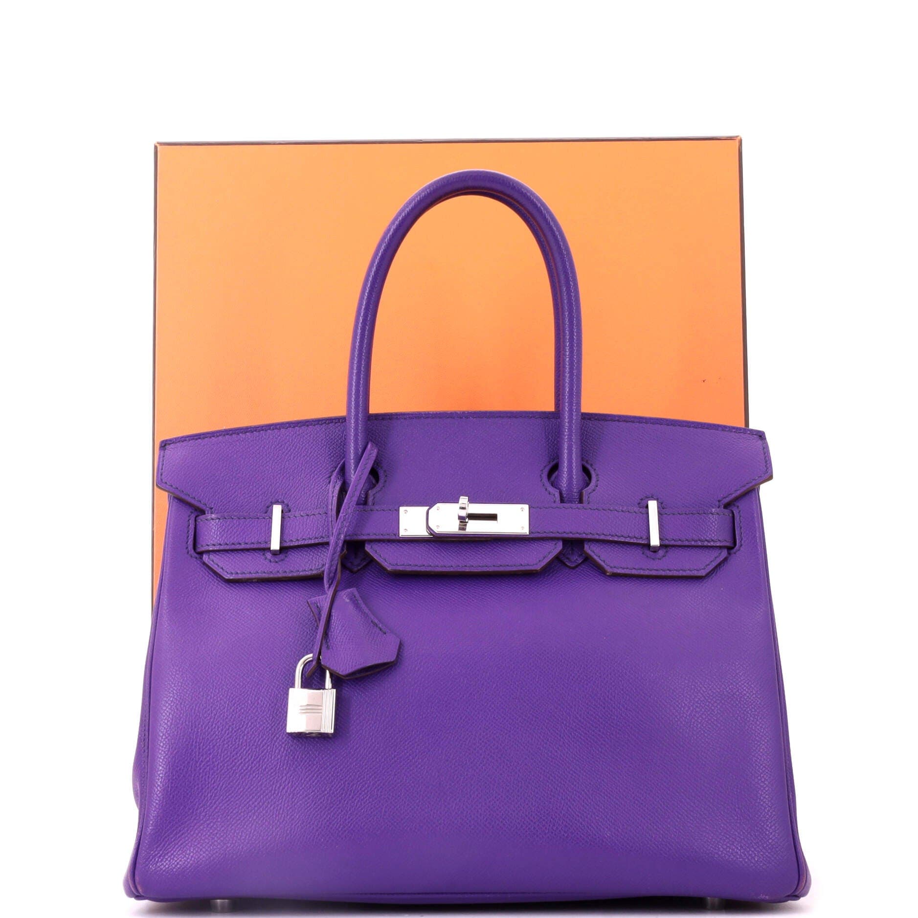 Birkin Handbag Purple Epsom with Palladium Hardware 30, Alternate, color, Red