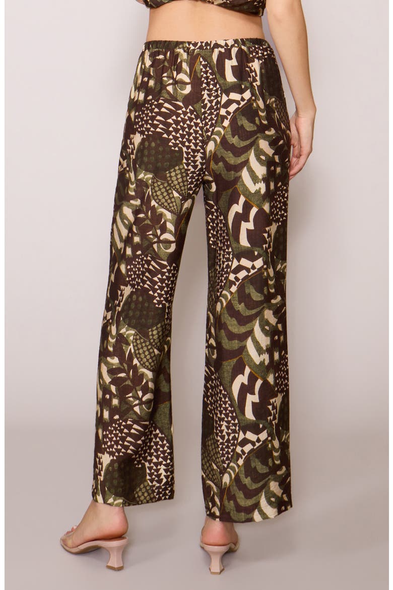 Floral Print Ankle Pants, Alternate, color, BROWN OLIVE ABSTRACT
