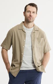 JACHS Linen Blend Short Sleeve Camp Shirt
