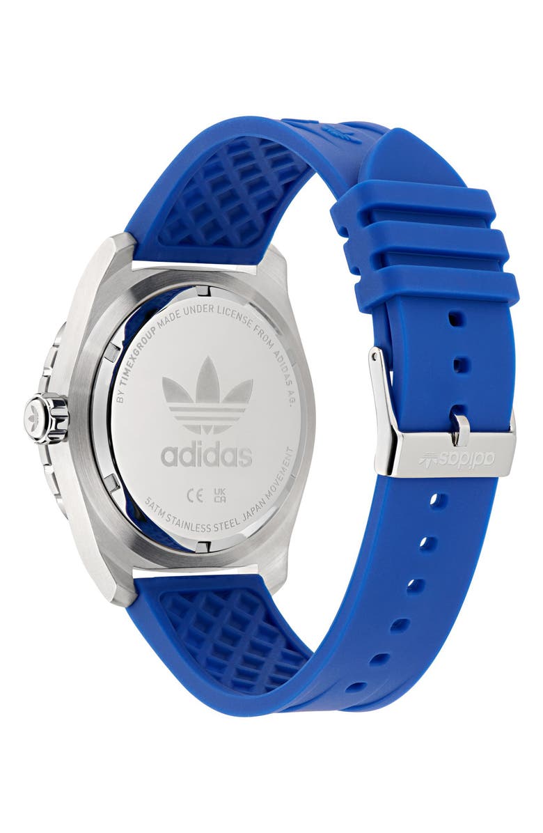 adidas The Discoverer One Blue Silicone Strap Watch, 44mm, Alternate, color, Blue