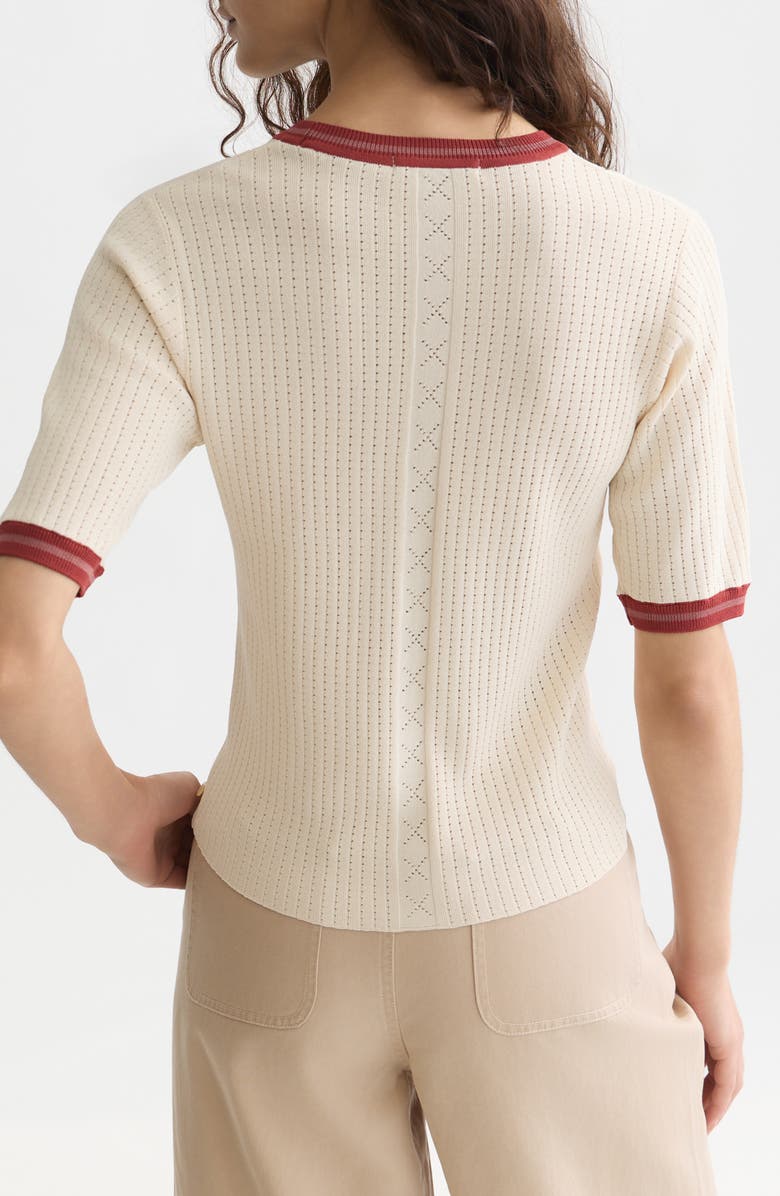 Scotch & Soda Relaxed Fit Contast Binding Short Sleeve Pointelle Sweater, Alternate, color,
