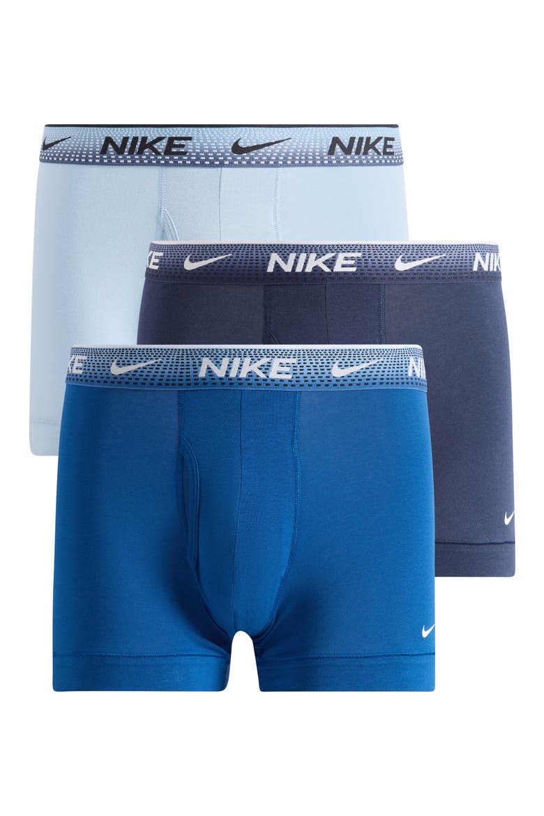 Dri-FIT Essential Assorted 3-Pack Stretch Cotton Trunks, Alternate, color, BLUE ASSORTED