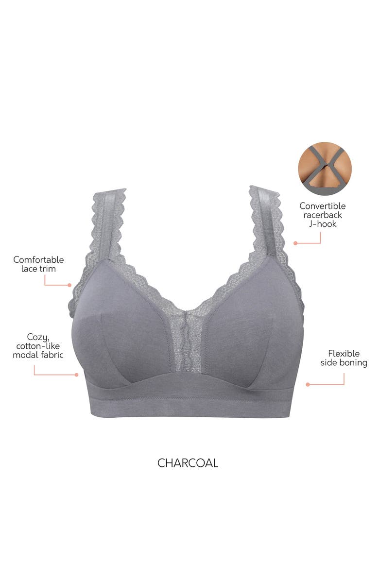 Parfait Dalis Wire-Free Bralette, Alternate, color, Charcoal