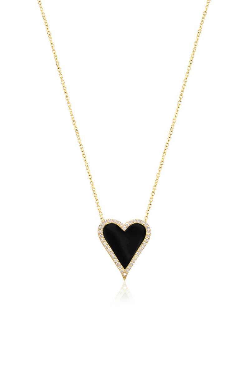 14K Gold Vermeil French Enamel CZ Pavé Necklace, Main, color, GOLD