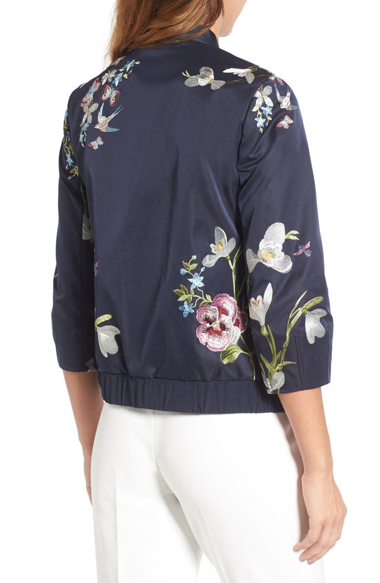 Ted Baker London Entangled Enchantment Embroidered Bomber Jacket, Alternate, color,