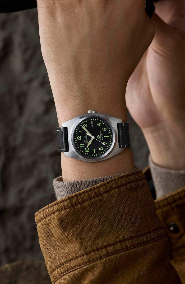 Timex<sup>®</sup> Expedition Capstone Silicone Strap Watch, 41mm, Alternate, color, Silver-Tone/ Black