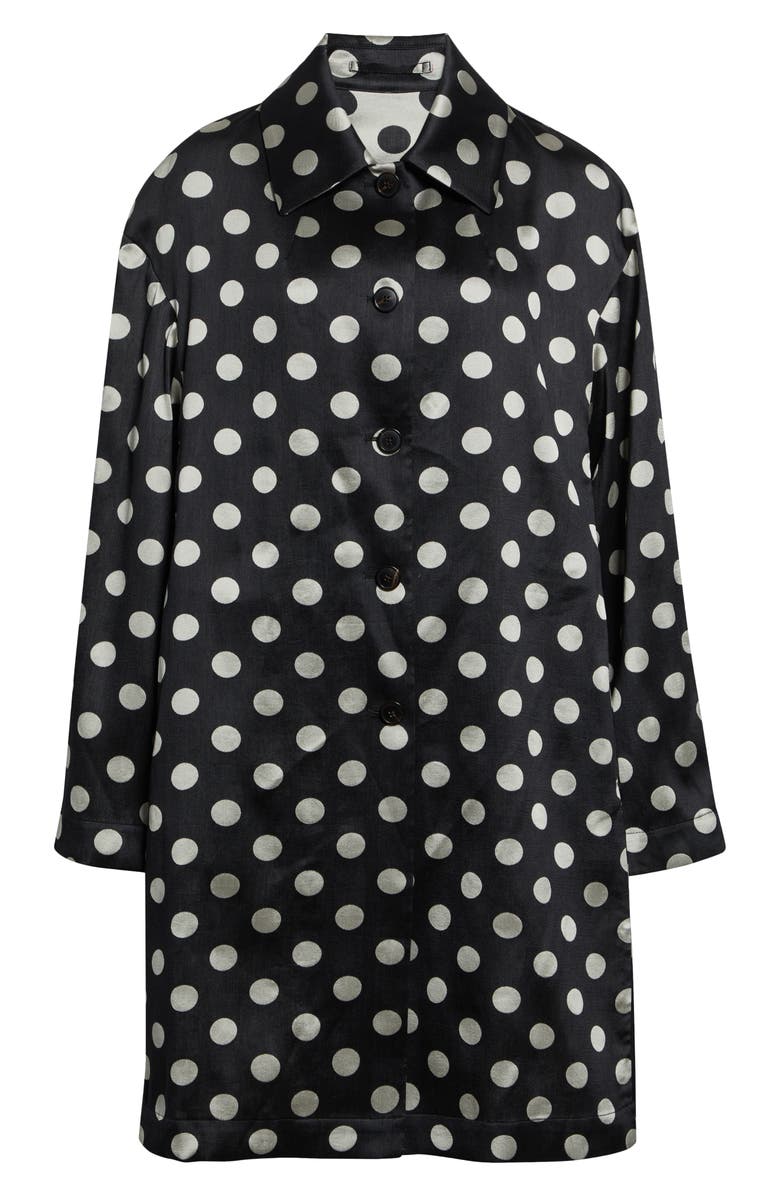 Dries Van Noten Polka Dot Washed Mousseline Coat, Main, color, Black