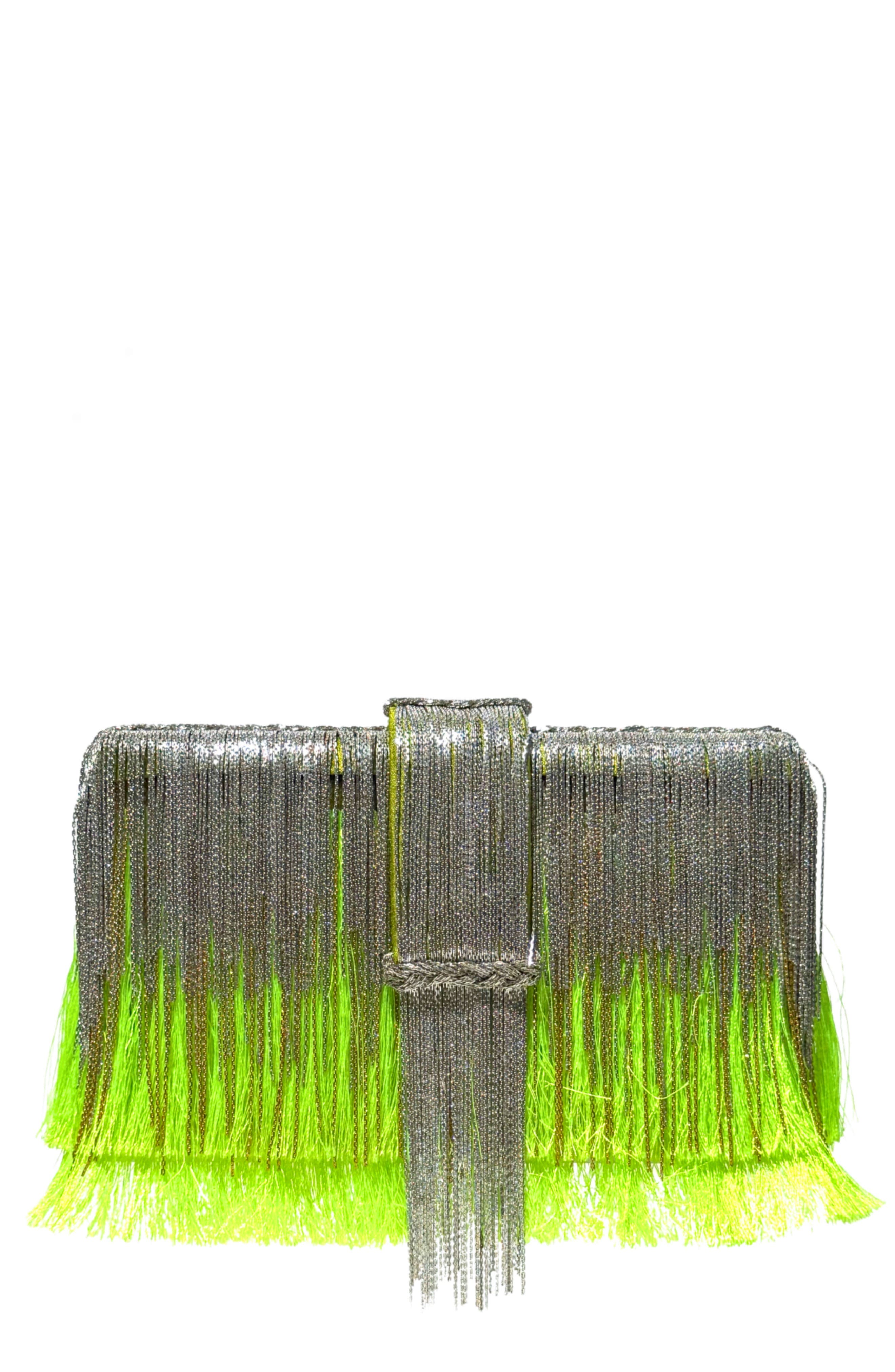 Tassel Ombre Clutch, Main, color, Mojito