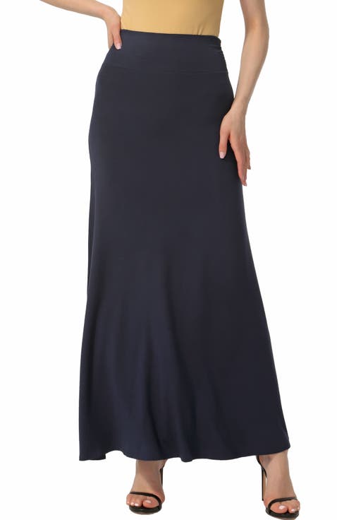 Women's Waist Ruched Maxi Skirt