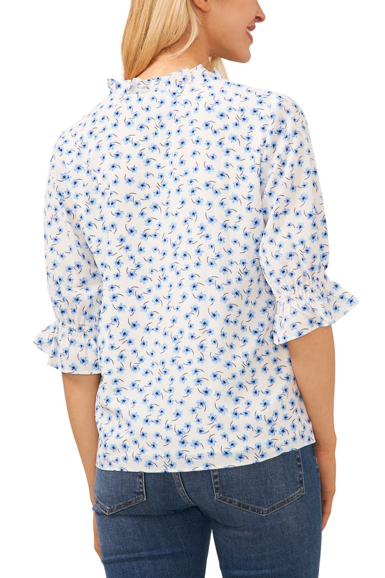 Floral Split Neck Blouse, Alternate, color, NEW IVORY