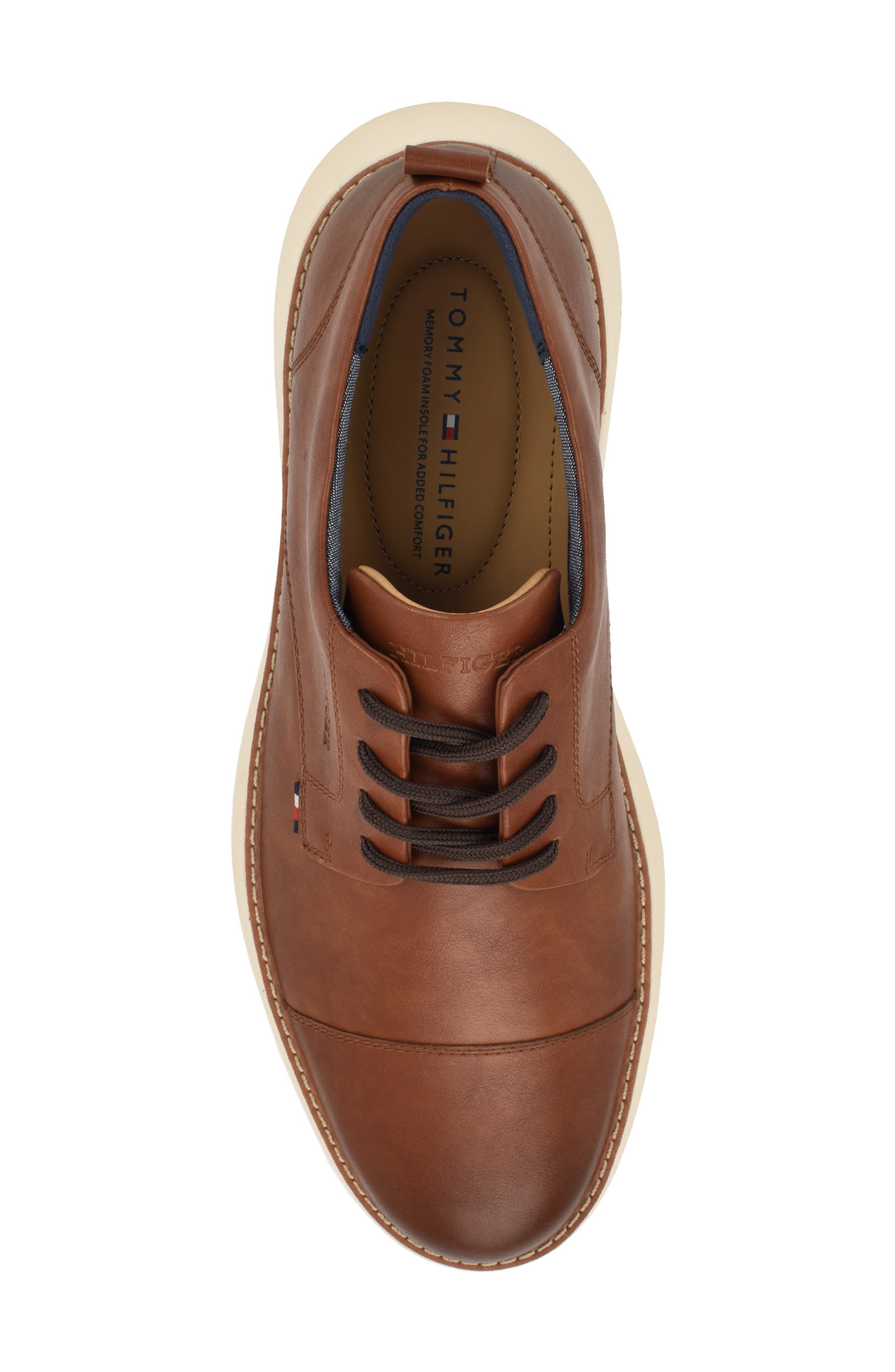 Tommy Hilfiger <p>Fader Faux Leather Cap Toe Derby (Men)</p>, Alternate, color, Medium Brown