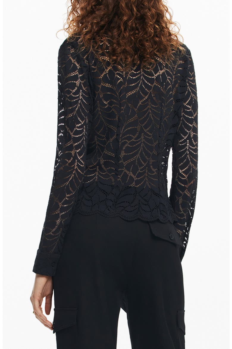 Saga Stretch Button-Up Top, Alternate, color, BLACK