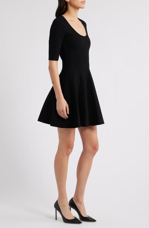 Hugo Boss Boss Scoop Neck Fit & Flare Rib Dress In Black