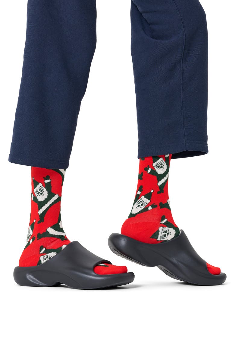 Happy Socks Santa Cotton Blend Crew Socks, Main, color, Red
