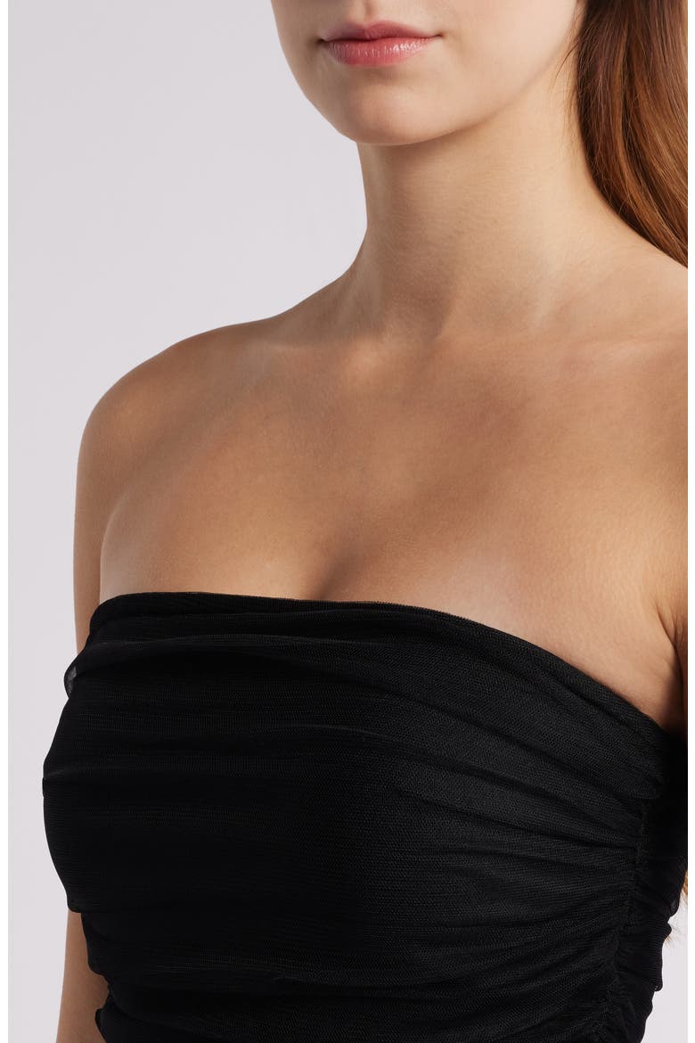 Strapless Tulle Cocktail Dress, Alternate, color, BLACK
