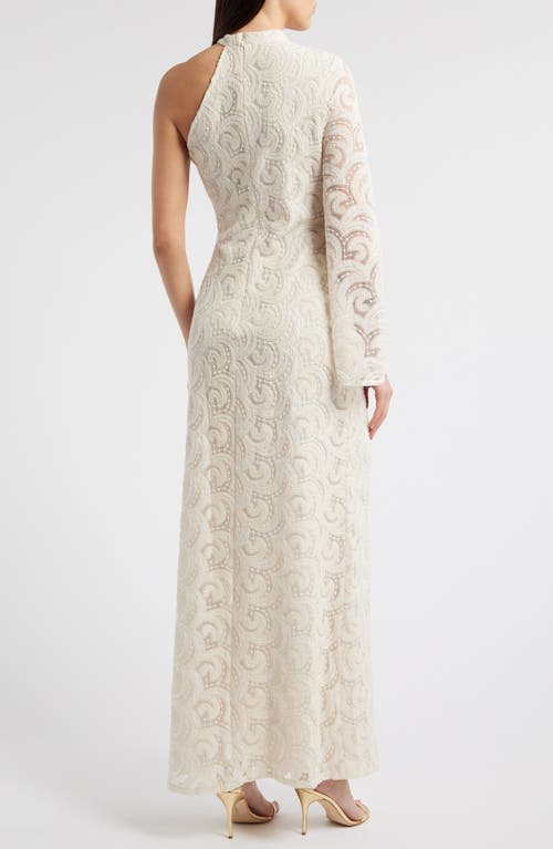 Sonya Moda Salwa One-shoulder Lace Gown In Creme